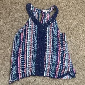 Ella Moss Navy and Pink Striped Tank Top